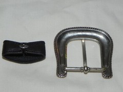 Silver Color Belt Buckle & Belt holder, Nice shape. 2-1/4&Prime;