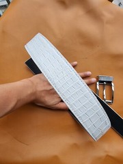 3.8CM White 100% Genuine Exotic Leather Skin Men Belt Buckle-Handmade-Customize
