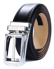 Tonywell One Size:32&Prime;-45&Prime;Waist, Black Leather & Silver Style Metal Buckle