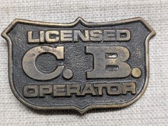 vintage 1970s belt buckle CB licenced operator BRASS radio trucker WESTERN