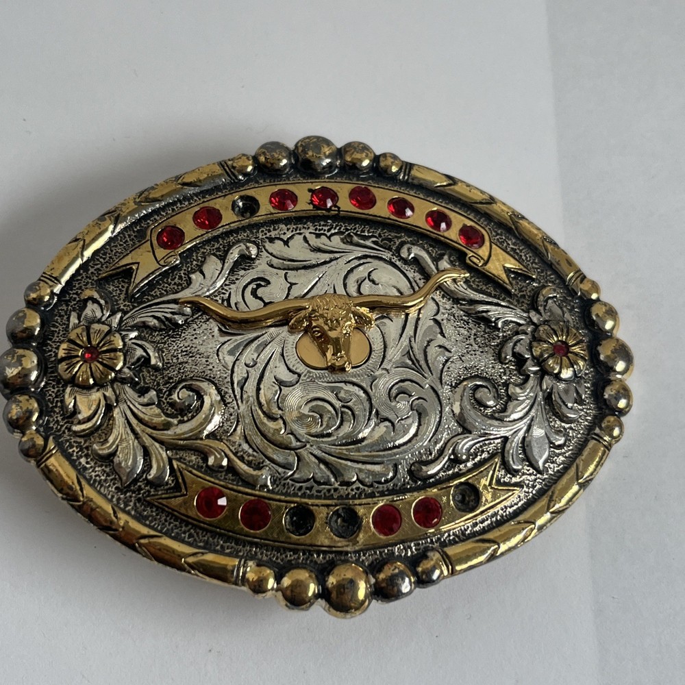 Wrangler Longhorn Silver Plated Pewter Belt Buckle