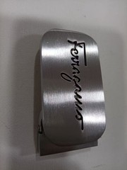 Ferragamo Silver Brushed Hollow Letter Design Belt Buckle for 35mm Leather Belt
