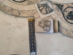 Vintage Stussy Belt Buckle ONLY Peace Love Dollar Archive 90s Silver Metal