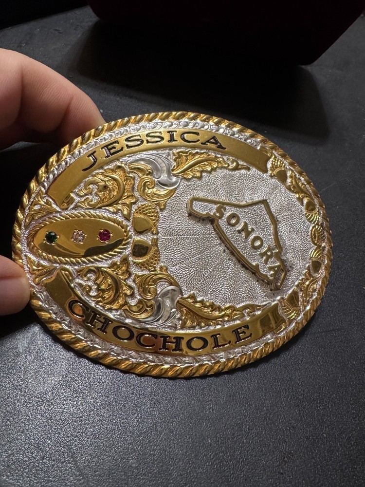 Vintage Crumrine Western Rodeo Monogrammed Oval Belt Buckle Heavy Silver Bronze