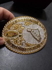 Vintage Crumrine Western Rodeo Monogrammed Oval Belt Buckle Heavy Silver Bronze