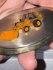 Vintage Case Loader Backhoe Construction Tractor Belt Buckle Gold