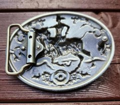 HORSE RIDER SILVER VINTAGE SADDLE COWBOY COWGIRL WESTERN BELT BUCKLE