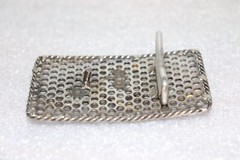 Industrial Brass Mounted Eagle on Perforated Steel Belt Buckle