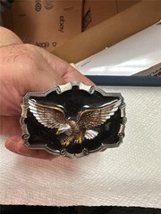 Vintage Soaring Eagle with Black Enamel Background Belt Buckle by Great American