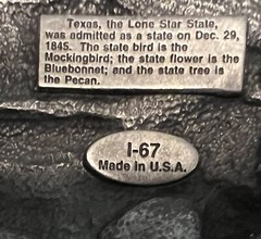 Texas Belt Buckle Pewter/silver color SIskiyou Buckle Co. Oregon 1994 3.5 X 2.75