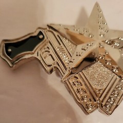 187 Clothing Co Star And Guns Belt Buckle Black & Silver ToneWith Bottle Opener
