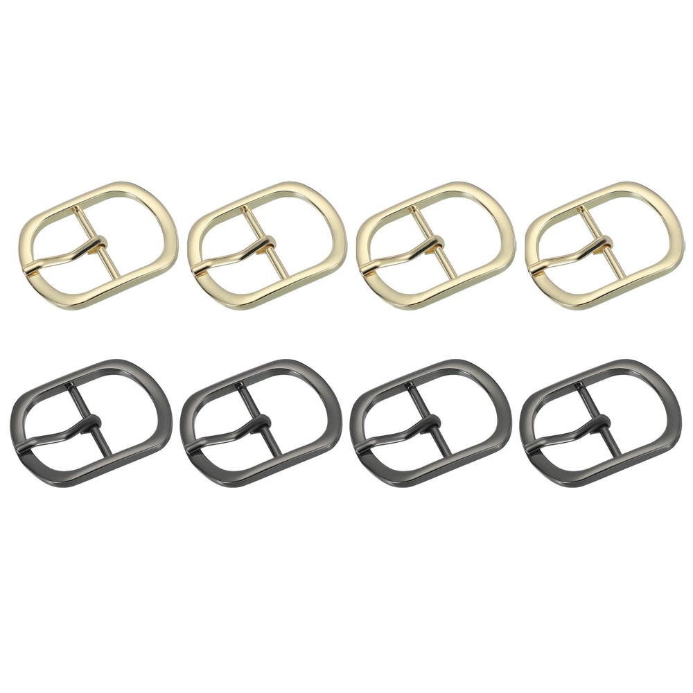 8Pcs 1.3&Prime; Single Prong Metal Roller Pin Belt Buckles Light Gold/Black