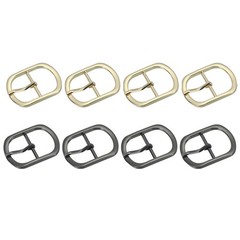 8Pcs 1.3&Prime; Single Prong Metal Roller Pin Belt Buckles Light Gold/Black