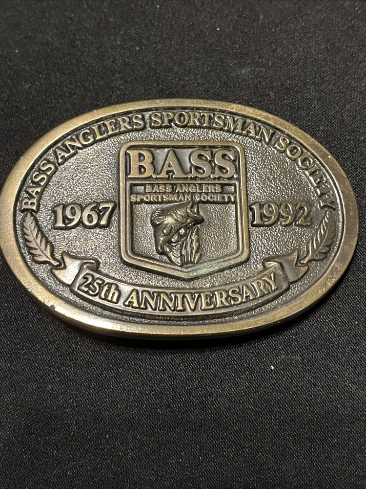 Bass Anglers Sportsman Society Belt Buckle 25th Anniversary 1992 Sport Fishing