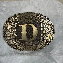 Award Design Medals Vintage Solid Brass Initial D Western Belt Buckle