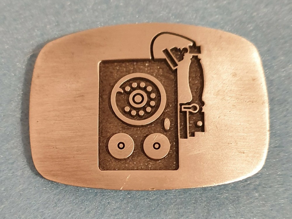 VINTAGE PEWTER BELT BUCKLE ~ ANTIQUE ROTARY TELEPHONE by COUNTRY JUNCTION ~ NEW
