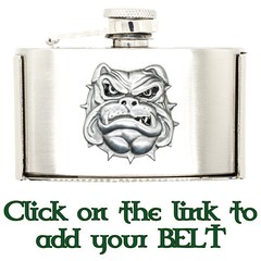 Removeable Bulldog Hip Flask Stainless Steel Belt Buckle Biker Metal British