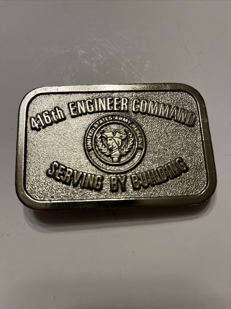 416 Engineer Command Serving Building Army Reserve USA Vintage Belt Buckle