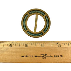 Vintage Made In Germany Brooch Belt Buckle? Hammered Gold Tone Green Enamel
