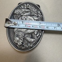 Heritage Pewter Belt Buckle 3 Grizzlies Oval