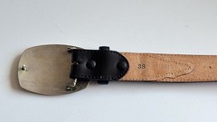 Southwestern Bull Buffalo Skull Cowboy Buckle Leather Justin Fenced Belt Sz 38