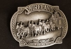 Vintage Belt Buckle Pewter Alloy Shireland Coach & Horse Scene 1987 NewOldStock