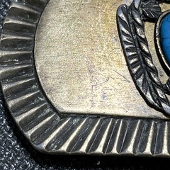 VINTAGE FAUX TURQUOISE NATIVE AMERICAN THEME BRASS BELT BUCKLE *Read