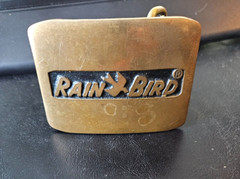 Vtg Rain Bird Logo Brass Belt Buckle