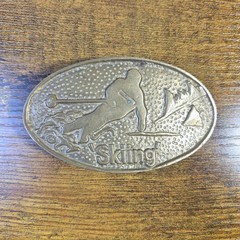 Vintage Baron Buckles Skiing Solid Brass Belt Buckle 1980&rsquo;s