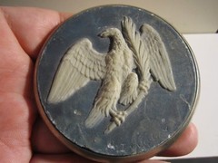 1981 CARVED EAGLE ON SOAPSTONE BELT BUCKLE HEAVY- GW-26