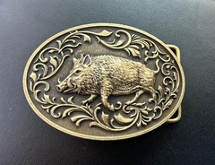Bronze Wild Hog Belt Buckle Western Style Wild Boar Hunting Pig Solid Metal