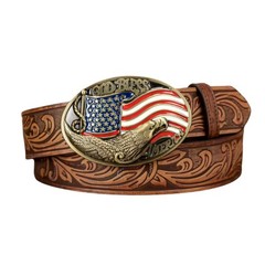 God Bless America Buckle & Belt, Men&rsquo;s Western Style Patriotic Jeans Accessory