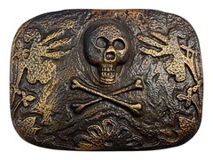 Unique 3D Old Copper Vintage Buckle Skull Crossbones Punk Engraved Belt Buckle