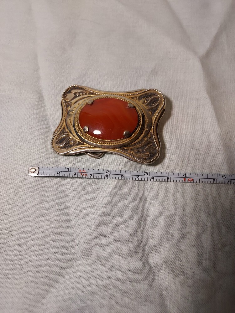 Red Agate Western Vintage Belt Buckle