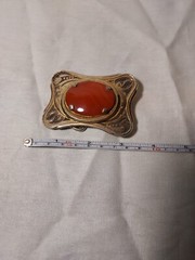 Red Agate Western Vintage Belt Buckle