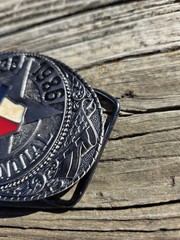 Vintage TL&B Brass Texas Sesquicentennial 1836-1986 Metal Belt Numbered 1508