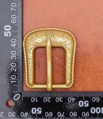 25MM Brass Plated Vintage Flower Leathercraft Belt Buckle Set Fit 1 Inch Strap