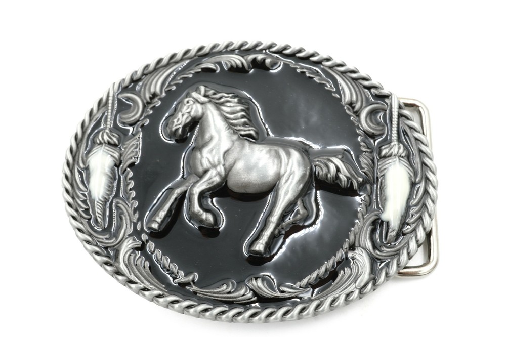 Original Western Horse Cowboy Rodeo Enamel Metal Belt Buckle