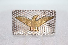 Industrial Brass Mounted Eagle on Perforated Steel Belt Buckle
