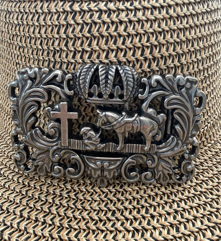 Antiqued Silver Praying Cowboy Western Belt Buckle