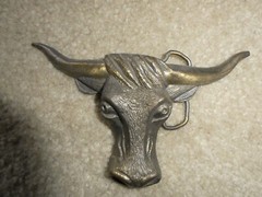 Vintage 1970s Brass MBCI Longhorn Steer Head Belt Buckle 6&Prime; Wide #2