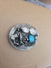 Native American Belt Buckle – Buffalo Nickels Turquoise