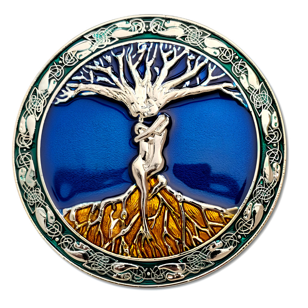 Belt Buckle Tree of Life Enamel Odin&rsquo;s Askr Embla 80mm Wide Norse Viking Buckle