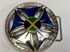 Spinning Moving Round Wheel Green Black Yellow Flag? Color Belt Buckle