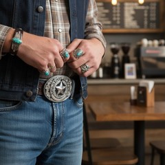 Men Silver Metal Rodeo Belt Buckle Western Fashion Cowboy Texas State Lone Star