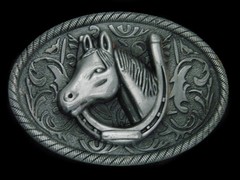 UC07130 *NOS* GREAT **HORSE & HORSESHOE** WESTERN & COWBOY BELT BUCKLE