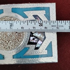 Vintage Aztec Mayan Calendar Sun Dial Belt Buckle