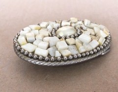 Belt Buckle Shell Stone Gem Pieces Vintage