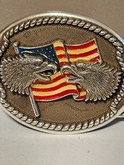 Vintage 1983 Siskiyou Buckle Co 2nd Amendment Eagle Buckle F-27 Pewter +One more