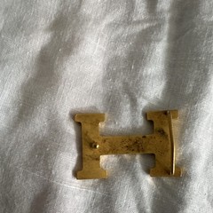 Hermès Gold Tone Shiny Metal H Logo Interchangeable Belt Buckle, 1.25&Prime; 6514